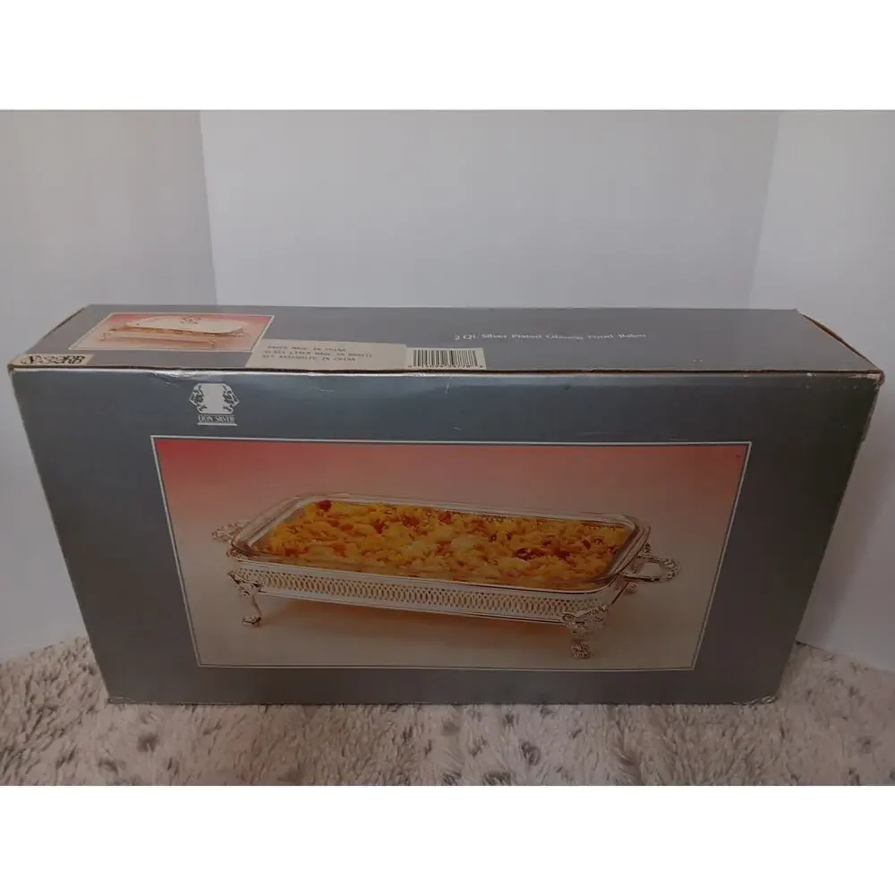 2 Qt Silver Plated Oblong Food Baker with Cover - Never Used